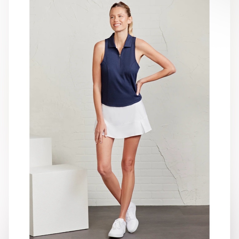 NWT Tasc Breezy Sleeveless Polo Golf Pickleball Tank Top Classic Navy Size Large